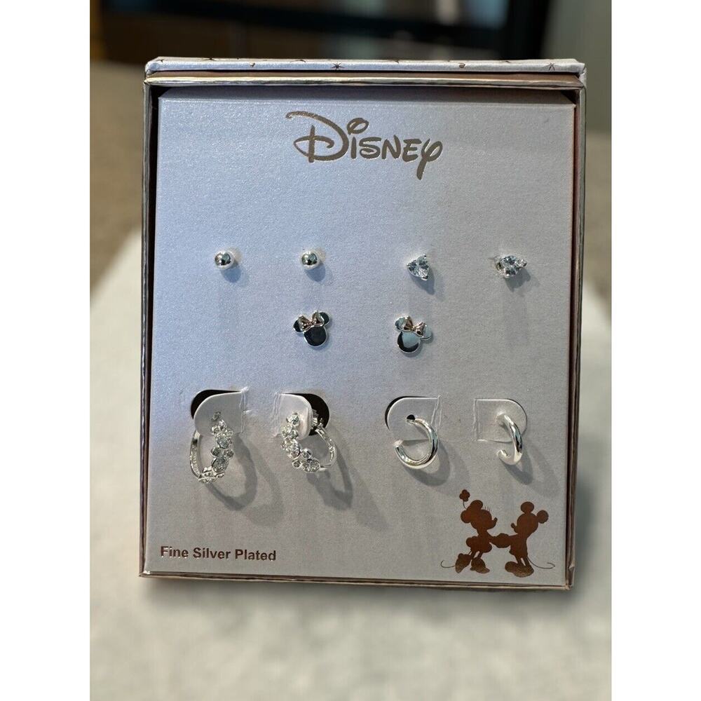 Disney Minnie Mouse Earring Set 5 Sets Silver Plated Brand New